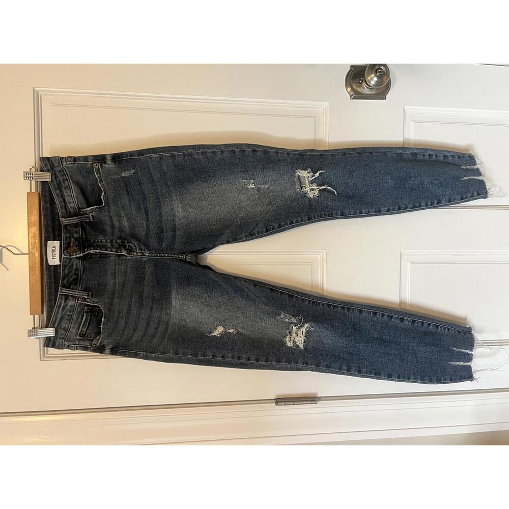 Pistola High Rise Distressed Skinny Jeans Women’s Size 28 Raw Hem Medium Wash